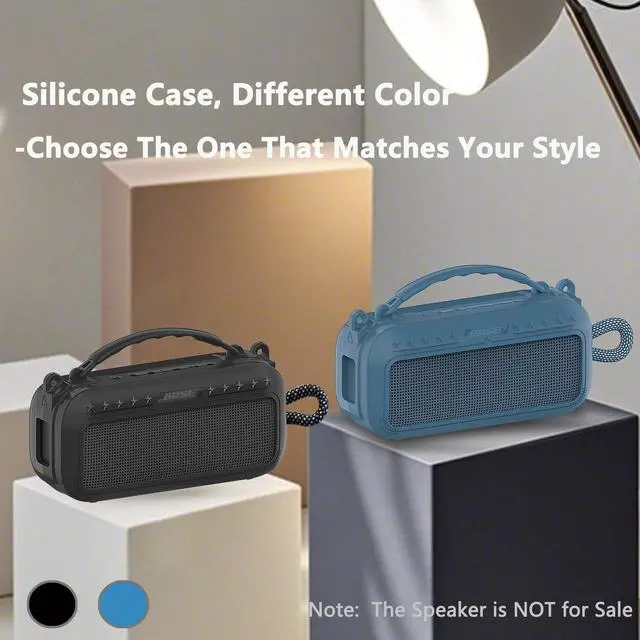 Alt view image 6 of 7 - Silicone Cover Case for Bose SoundLink Plus Bluetooth Speaker | Soft Silicone Protective Case with Carrying Handle and Shoulder Strap, Shockproof and Anti-Scratch Cover (Blue Dusk)