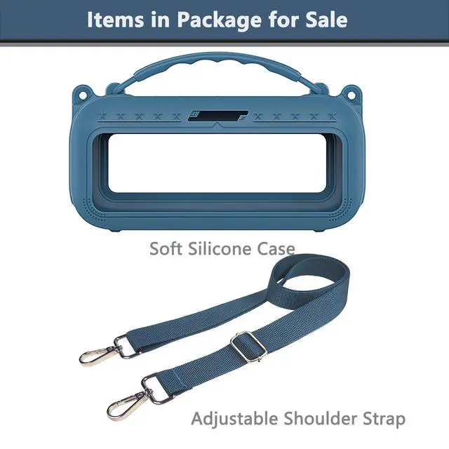 Alt view image 3 of 7 - Silicone Cover Case for Bose SoundLink Plus Bluetooth Speaker | Soft Silicone Protective Case with Carrying Handle and Shoulder Strap, Shockproof and Anti-Scratch Cover (Blue Dusk)