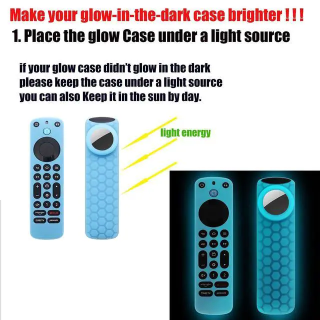 Alt view image 3 of 7 - TV Remote Pro Cover for Airtag Remotes Controller Finder Case Glow in The Dark, for Firetv Alexa Voice Remote Pro 2022 and Tile Sticker,for Smart TVs Streaming Media Players Skin(Glow Blue)