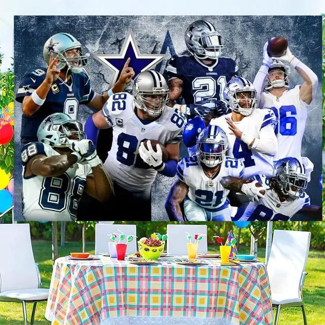 Alt view image 2 of 6 - Cowboys Birthday Party Decorations, 5x3ft Happy Birthday Back Drop Banner Theme Backdrop Banner for Football Party Decorations Indoor Outdoor