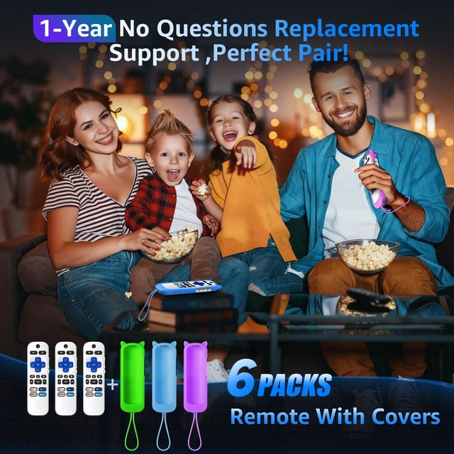 Alt view image 7 of 7 - (Pack of 3) Replacement Remote Only for Roku TV with Soft Protective Cover Remote for TCL/Onn/Hisense/Sharp/Element/Philips Roku Smart TV (Elegant White)Remote BackupNo SetupGlow in The Dark