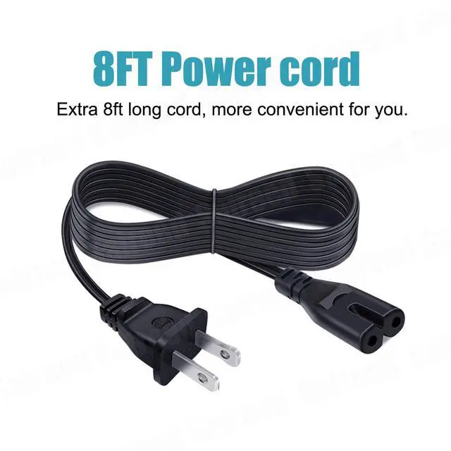 Alt view image 6 of 6 - 8ft AC Printer Power Cord Replacement for HP OfficeJet Pro 8025 5212 6978 3830 5255 9015 4650 9025 8710 8720 6968 8610 Photosmart 5510 5520 6510 Printer 2 Prong AC Power Cord Cable