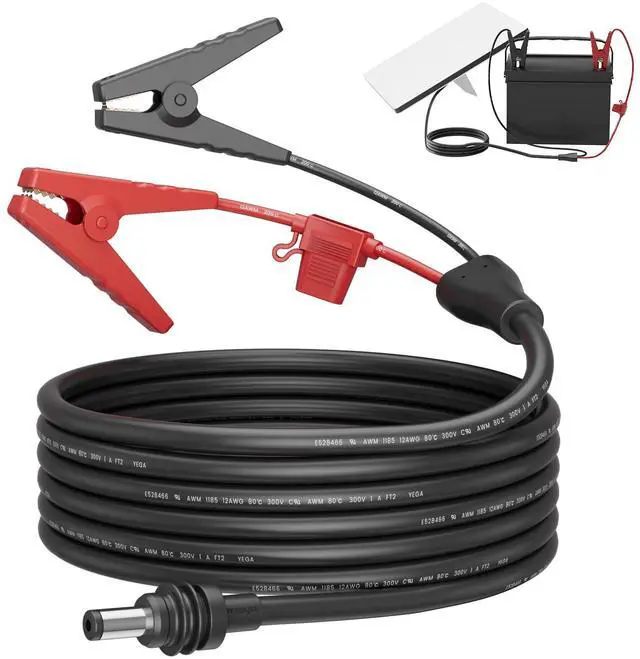 Main image of Starlink Mini Power Cable, Alligator Clips to DC Cable 12-48V Input Adapter for Starlink Mini, 12AWG DC Power Cable with 20A Fuse Protection, DC5521 Male Connector for RV, Car Battery(6.5FT)