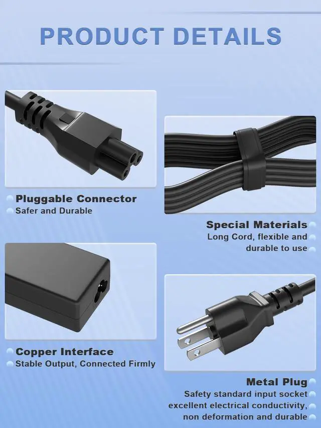 Alt view image 5 of 7 - 65W Charger Compatible with Dell Vostro 16 15 14 13 Series 3530 3420 3510 3520 5410 5510 3535 5502 3430 3490 5501 5490 Laptop Suitable for Travel and Office use