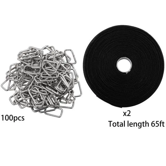 Alt view image 2 of 7 - 65 Ft x 3/4 Inch Hook and Loop Straps with 100 Metal Buckles, Nylon Fastening Cable Ties Adjustable Cinch Strap, Cut-to-Length, Black