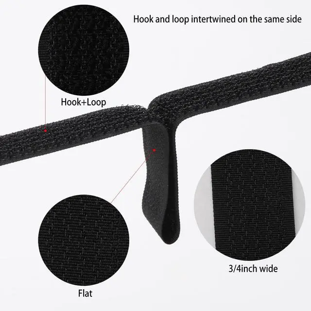Alt view image 3 of 7 - 65 Ft x 3/4 Inch Hook and Loop Straps with 100 Metal Buckles, Nylon Fastening Cable Ties Adjustable Cinch Strap, Cut-to-Length, Black