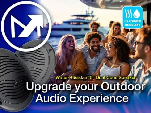 Alt view image 5 of 7 - 5" Water Resistant Dual Cone Marine Speakers with Grills - Pair