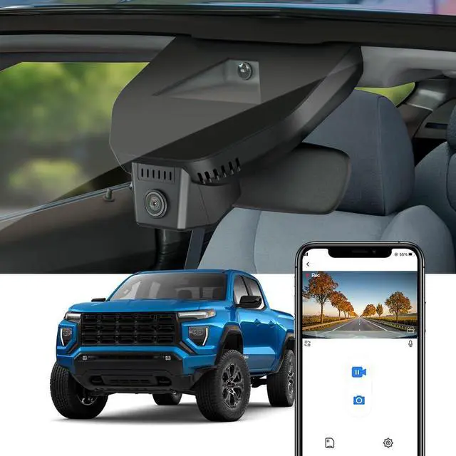 Main image of 4K Dash Cam Suitable for GMC Canyon 2023-2026 AT4 AT4X Elevation Denali (Has Auto-Dimming), OEM Factory Look, 2160P UHD Video, WiFi & APP, Loop Recording, G-Sensor, Plug & Play, 64GB Card