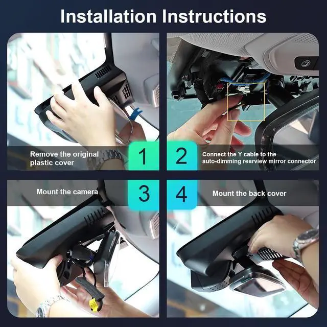 Alt view image 5 of 6 - 4K Dash Cam Suitable for GMC Acadia 2024-2026 AT4 Elevation Denali Ultimate (HD2-D5300), OEM Factory Look, 2160P UHD Video, WiFi & APP, Loop Recording, G-Sensor, Plug & Play, 64GB Card