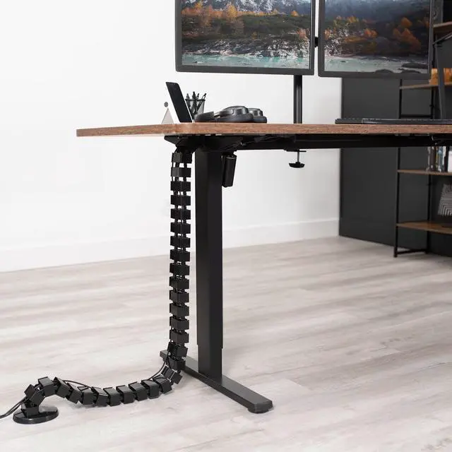 Alt view image 2 of 7 - Standing Desk Vertebrae Magnetic Cable Management Kit, Adjustable Quad Entry Flexible Spine Wire Organizer Cord Snake for Home Office, Black, DESK-AC01M