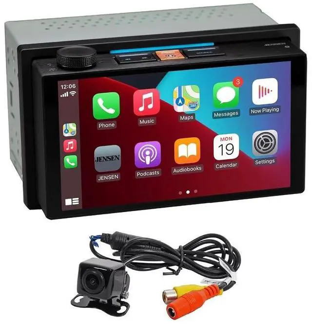 Main image of J5UP7 Top Mount Control 7-inch Double DIN Certified Wireless Apple Carplay Android Auto Car Stereo & BUCAM100J Backup Camera Bundle
