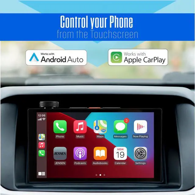 Alt view image 2 of 7 - J5UP7 Top Mount Control 7-inch Double DIN Certified Wireless Apple Carplay Android Auto Car Stereo & BUCAM100J Backup Camera Bundle