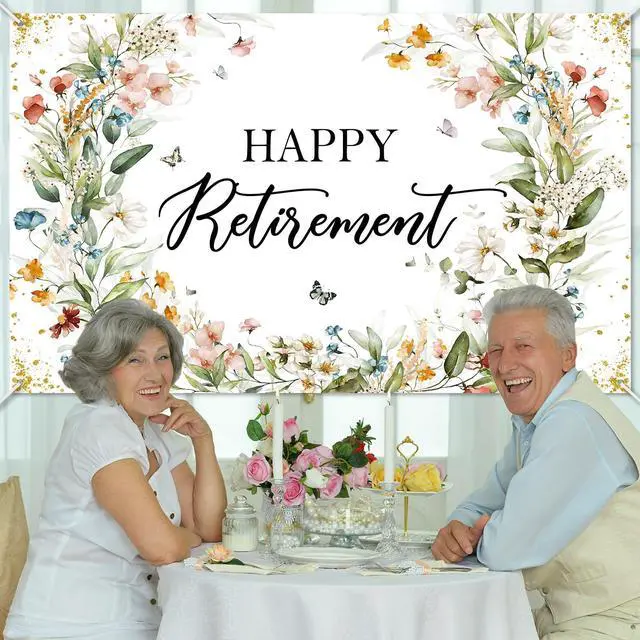 Alt view image 3 of 7 - Happy Retirement Banner Wildflower Themed Happy Retirement Party Decorations Backdrop Floral We Will Miss You Going Away Retire Party Decor (6x3.6ft)