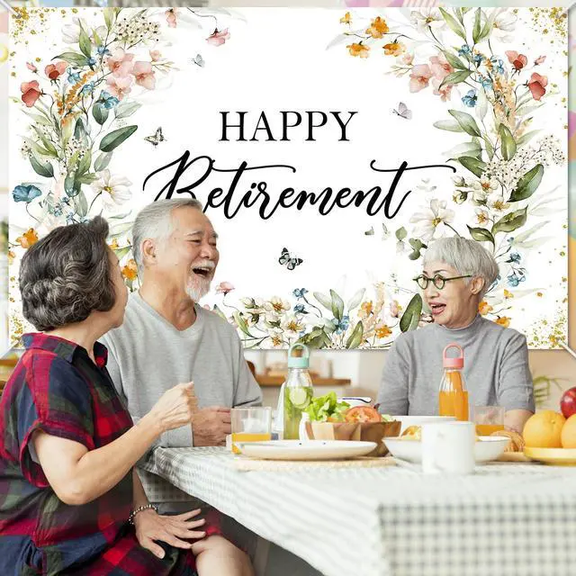 Alt view image 5 of 7 - Happy Retirement Banner Wildflower Themed Happy Retirement Party Decorations Backdrop Floral We Will Miss You Going Away Retire Party Decor (6x3.6ft)