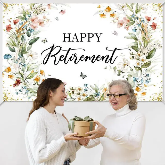 Alt view image 7 of 7 - Happy Retirement Banner Wildflower Themed Happy Retirement Party Decorations Backdrop Floral We Will Miss You Going Away Retire Party Decor (6x3.6ft)