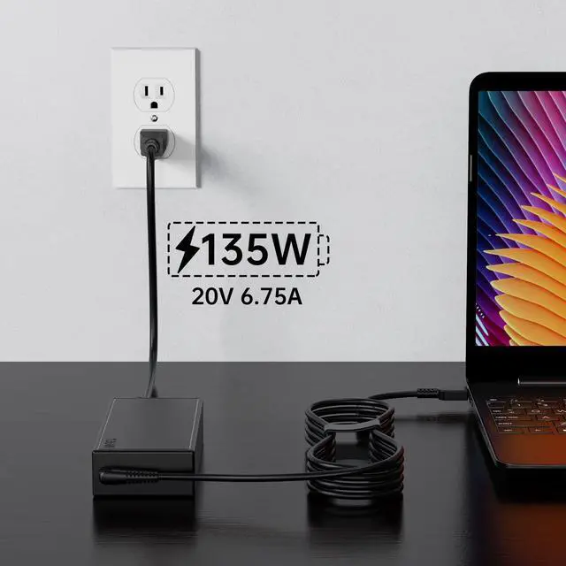 Alt view image 4 of 5 - 135W Laptop Adapter Charger Compatible with Lenovo Thinkpad ADL135NDC3A | ThinkPad X1 Extreme Gen1-5, W540 W541 T440P T470P T540P T15P 4X20E50558