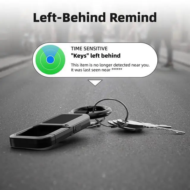 Alt view image 6 of 7 - Keychain Tracker Tag, Works with Apple Find My (iOS Only), Heavy Duty Car Key Chain for Men, llaveros para Hombres Carabiner Keychain Anti-Lost Key Finder