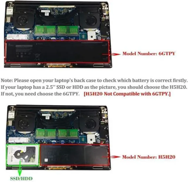 Alt view image 7 of 7 - 97Wh 6GTPY 6-Cell Li-ion Laptop Battery Compatible with Dell XPS 15 9550 | 9560 9570 7590, Precision 5510 5520 5530 5540, Vostro 7500, Compatible with 4GVGH GPM03 1P6KD 5XJ28 11.4V