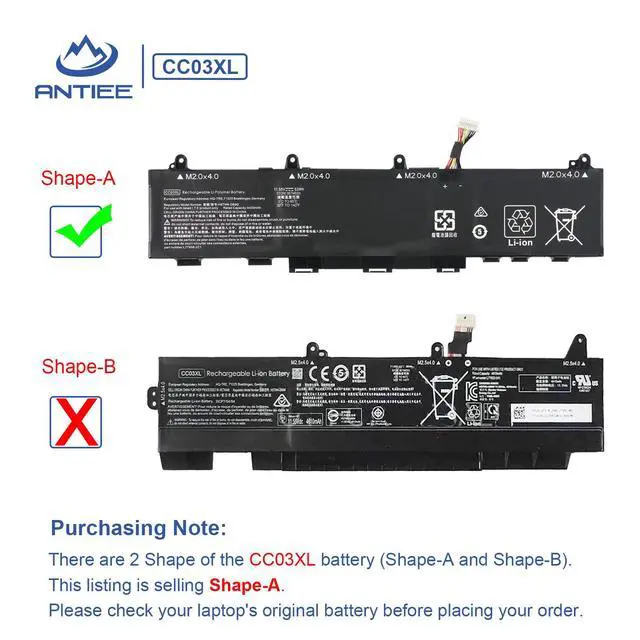 Alt view image 6 of 7 - CC03XL 53Wh Laptop Battery Replacement for HP ZBook Firefly 14 G7 G8 | EliteBook 830 835 840 845 G7 G8, Probook 635 Aero G7 G8 L78555-005 L77608-421 L77608-2C1 (Shape-A)