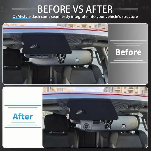 Alt view image 2 of 7 - OEM Style Front & Rear Dash Cam for Toyota Tundra 2017-2021 | Front 4K, Rear 1080P, 128GB Card, Hidden Design, Plug&Play, Easy Install, Loop Recording, G-Sensor, Free App