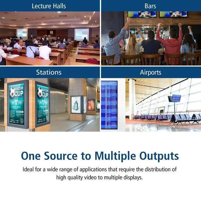 Alt view image 7 of 7 - VS194 4-Port True 4K DisplayPort Splitter SST Split or MST Extended Display - Connect 1 DP Source to 4 Display Port Computer Monitor - TAA Compliant - Metal