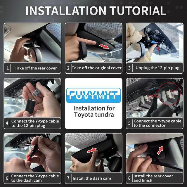Alt view image 7 of 7 - OEM Style Front & Rear Dash Cam for Toyota Tundra 2017-2021 | Front 4K, Rear 1080P, 128GB Card, Hidden Design, Plug&Play, Easy Install, Loop Recording, G-Sensor, Free App