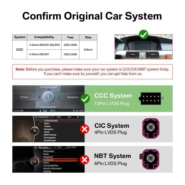 Alt view image 2 of 7 - 8.8" 1080P HD Car Stereo CarPlay Touchscreen for BMW 3s/5s CCC System | Fits 3s E90-93 & 5s E60/E61 (2003-2008),Seamless OEM-Fit & Style, Supports Android Auto, Camera, Mirror Link, Voice Controls