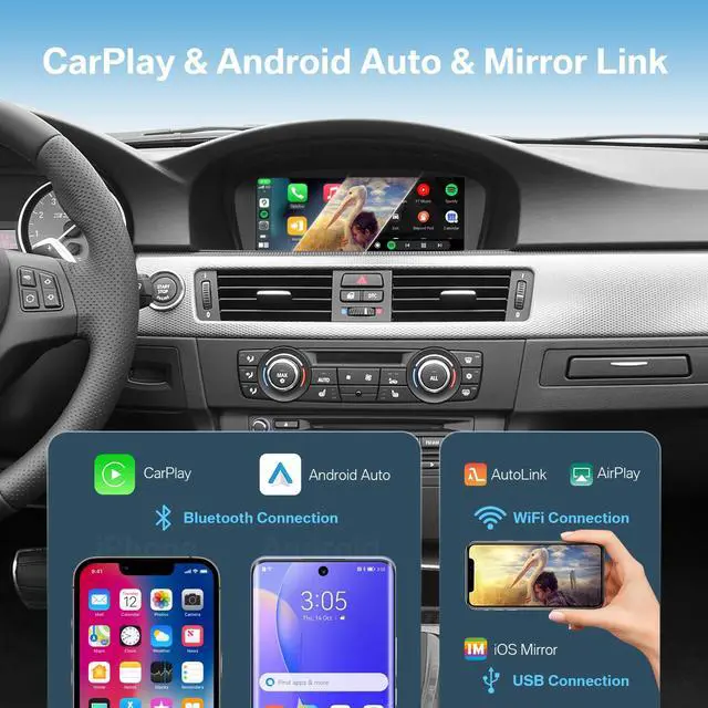 Alt view image 3 of 7 - 8.8" 1080P HD Car Stereo CarPlay Touchscreen for BMW 3s/5s CCC System | Fits 3s E90-93 & 5s E60/E61 (2003-2008),Seamless OEM-Fit & Style, Supports Android Auto, Camera, Mirror Link, Voice Controls