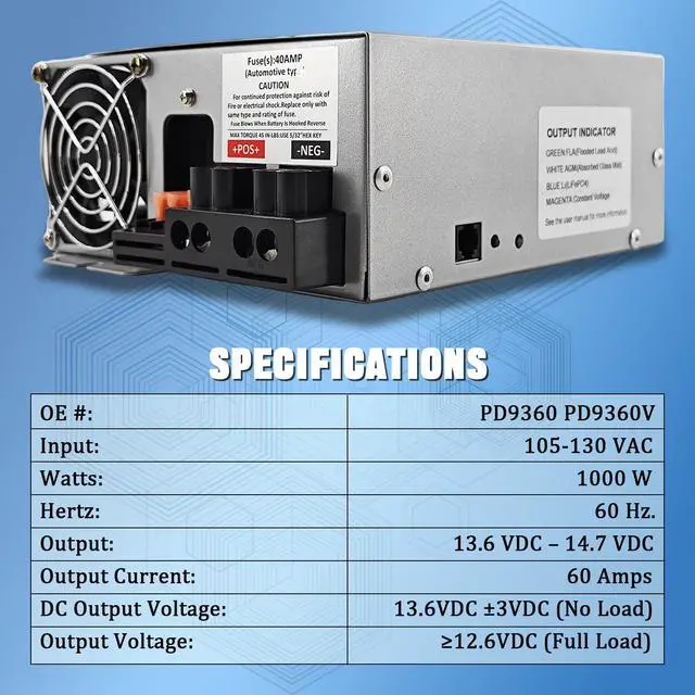 Alt view image 6 of 7 - PD9360 Rv Power Converter/Inverter/Charger 60Amp 120V to 12V 1000W 9300 Series Converter, Built-in Charge Wizard for RV Camper Caravans