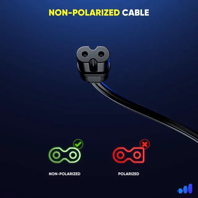 Alt view image 4 of 7 - 2-Prong TV Power Cord 3ft, 360° Rotating Flat Plug, UL Certified, Non-Polarized, Compatible with Samsung, LG, Sony, TCL, Hisense, and More LED LCD Smart TVs, Black