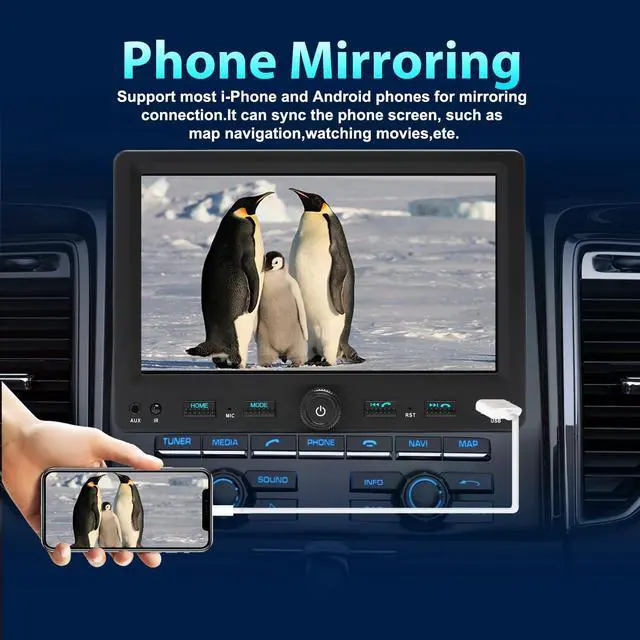 Alt view image 4 of 7 - Single Din Car Touchscreen Radio with Wireless CarPlay | 7" Adjustable Screen Android Auto Bluetooth Type-C USB (3A Fast Charge) Backup Camera AUX SD Car Stereo with Knob Headunit