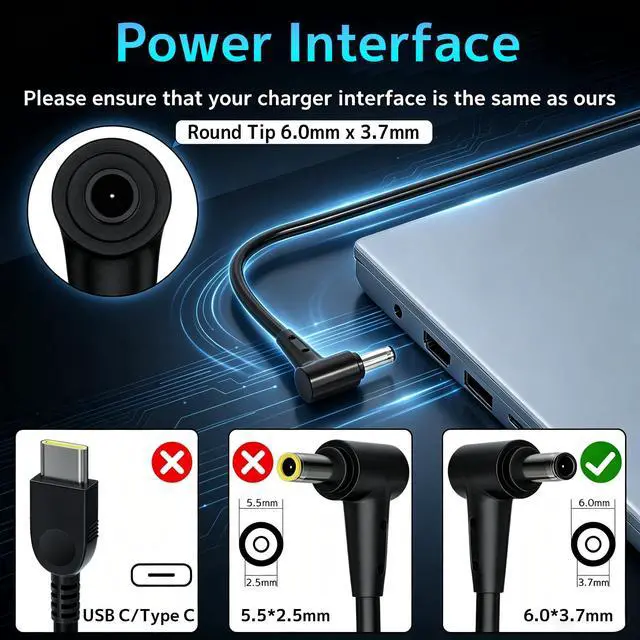 Alt view image 3 of 7 - 200W ADP-200JB D Laptop Charger Fit for Asus Zephyrus TUF Strix Vivobook | AC Adapter Zephyrus G15 GA503 GA503QM GA503QR GA503QS GA503RM TUF A15 F15 F17 ROG Strix G15 G17 Zenbook Vivobook Power Supply
