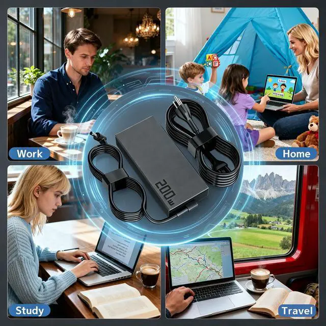 Alt view image 7 of 7 - 200W ADP-200JB D Laptop Charger Fit for Asus Zephyrus TUF Strix Vivobook | AC Adapter Zephyrus G15 GA503 GA503QM GA503QR GA503QS GA503RM TUF A15 F15 F17 ROG Strix G15 G17 Zenbook Vivobook Power Supply