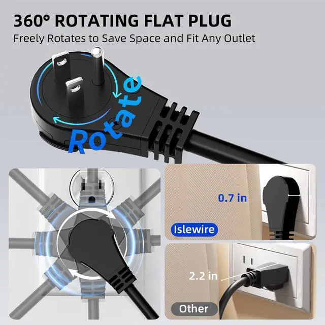 Alt view image 3 of 7 - Heavy Duty Metal Power Strip Surge Protector 2100J, 6 Outlets & 2 USB, 15A Circuit Breaker, 6ft Power Cord, 360° Rotating Flat Plug, Wall Mountable for Garage Workshop Industrial, ETL Listed, Silver