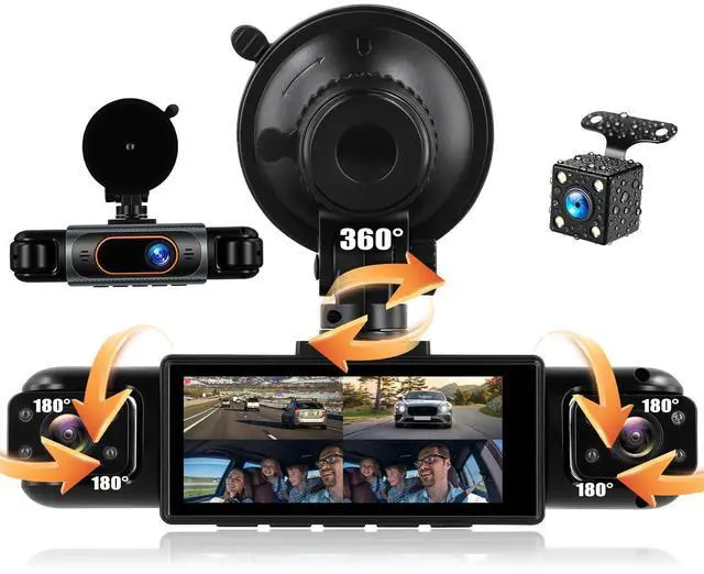 Main image of 4 Channel Dash Cam Front Rear Inside and Left Right, 1080P FHD Car Camera, 3.16 Inch Intelligent Exposure Compensation, Loop Recording, Wide Angle, Reverse Assistance, Easy Installation