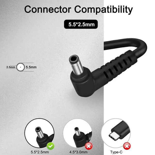 Alt view image 2 of 5 - 20V 6A 120W Charger Compatible with ASUS Intel NUC 14 13 12 Pro NUC13VYKi7 ROG Swift PG279QM ROG Strix XG349C Gaming VG289Q VG32U Monitor Power Cord