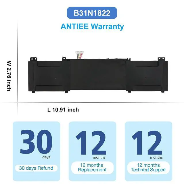 Alt view image 6 of 7 - B31N1822 42Wh Laptop Battery for Asus ZenBook Flip 14 UM462 UX462 Q406 | UX462DA UM462DA UM462D, Flip 14 Q406D Q406DA UM462DA-AI012T UM462DA-AI022T UM462DA-AI023T UM462DA-AI037T UM462DA-AI017T