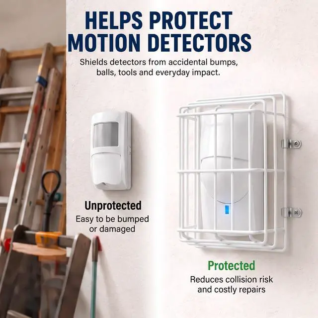 Alt view image 2 of 6 - 2 Pcs Motion Detector Wire Cage, 6.2 x 4 x 2.2 Inch Steel Motion Detector Thermostat Damage Stopper Range Technology Protective Steel Wire Guard