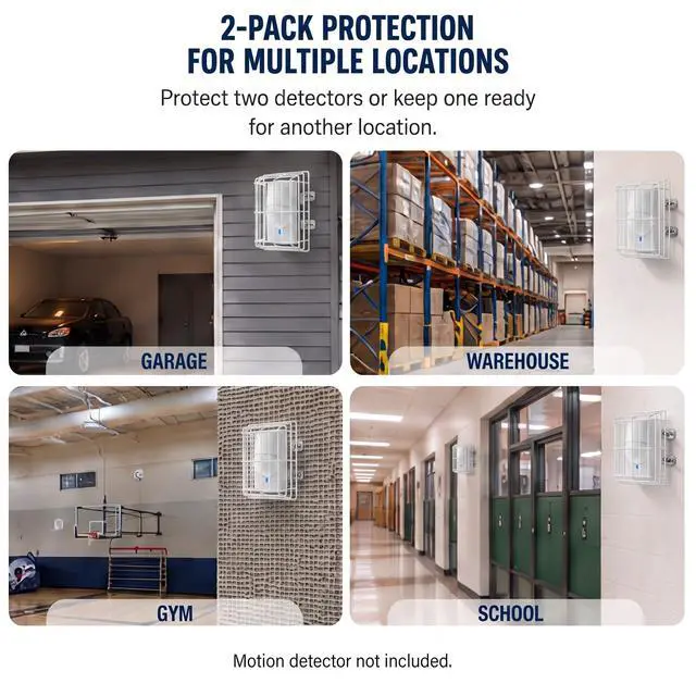 Alt view image 6 of 6 - 2 Pcs Motion Detector Wire Cage, 6.2 x 4 x 2.2 Inch Steel Motion Detector Thermostat Damage Stopper Range Technology Protective Steel Wire Guard