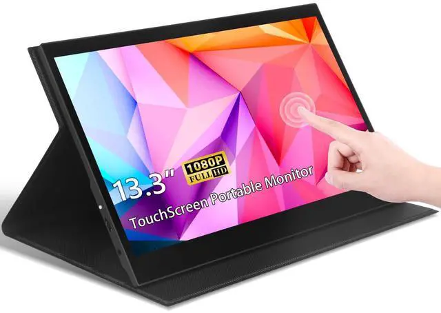 Main image of 13.3" Touchscreen Portable Monitor, 1080P FHD IPS Display, USB-C & HDMI Plug-and-Play, Dual Speakers, Smart Cover & VESA Mount, External Monitor for Laptop, PC, Smartphone & Game Consoles