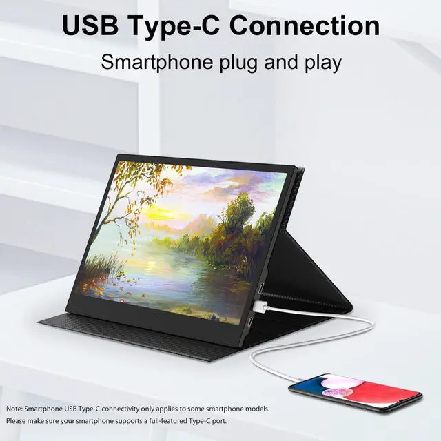 Alt view image 5 of 7 - 13.3" Touchscreen Portable Monitor, 1080P FHD IPS Display, USB-C & HDMI Plug-and-Play, Dual Speakers, Smart Cover & VESA Mount, External Monitor for Laptop, PC, Smartphone & Game Consoles