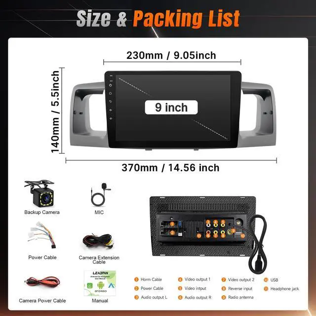 Alt view image 7 of 7 - Linux Car Radio for Toyota Corolla 2003 2004 2005 2006 2007 2008 | Fast Boot Stereo with Wireless Carplay Android Auto, 9'' Touchscreen with Bluetooth SWC Mic Backup Camera Pantalla