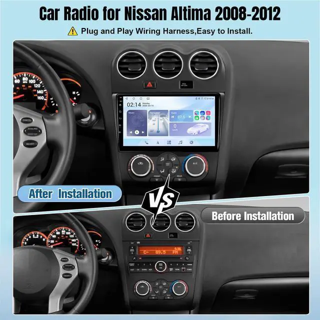 Alt view image 2 of 7 - Car Radio for Nissan Altima 2008 2009 2010 2011 2012 (Manual AC), 9 Inch Screen for Altima Radio with GPS Navi Backup Camera (for Altima 2008-2012,Manual AC, 2+32G)