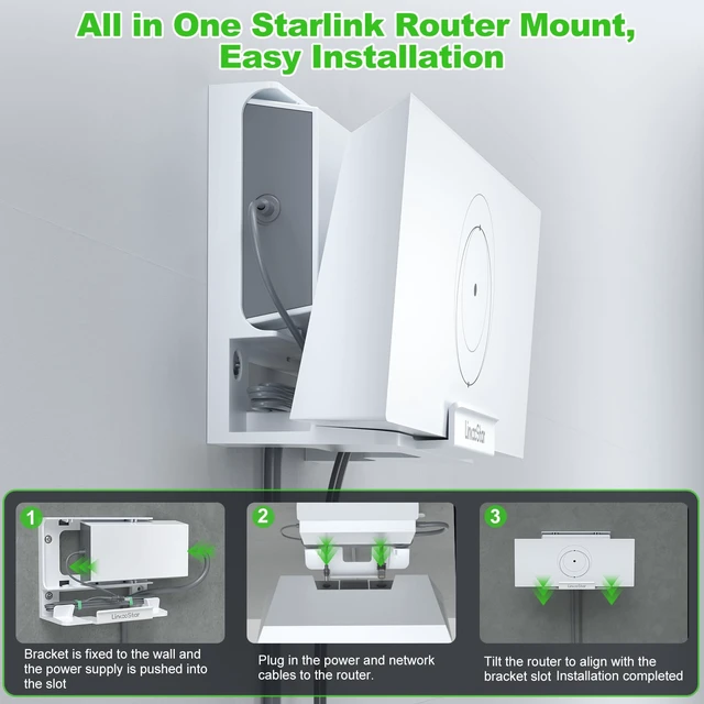 Alt view image 4 of 7 - for Starlink Gen 3/4X Router Wall Mount,2 in 1 for Starlink V3/4X Standard Mesh Router&Power Supply Accessories Mounting Kit Modem Bracket,Space-Saving,Easy Install Home RV Office Boat