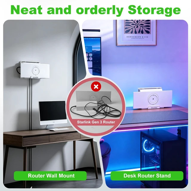 Alt view image 3 of 7 - for Starlink Gen 3/4X Router Wall Mount,2 in 1 for Starlink V3/4X Standard Mesh Router&Power Supply Accessories Mounting Kit Modem Bracket,Space-Saving,Easy Install Home RV Office Boat