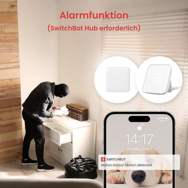 Alt view image 6 of 7 - Smart Motion Door Sensor - Wireless Home Security System, PIR Motion Detector Alert, Add Hub to Make it Compatible with Alexa