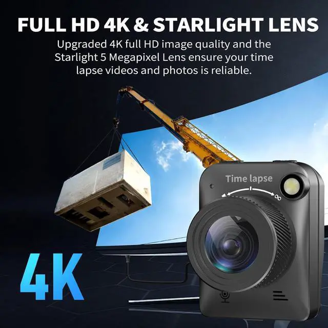 Alt view image 2 of 7 - 2026 Upgraded 4K Time Lapse Camera Outdoor Construction Plant Weather Life, Manual Focus, IP66 Waterproof, 6 Month Battery Life, 32GB TF Card Included