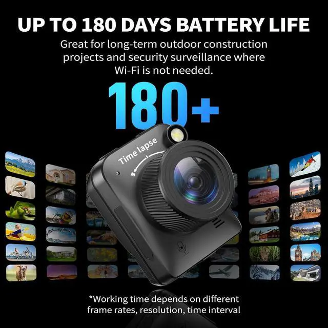Alt view image 3 of 7 - 2026 Upgraded 4K Time Lapse Camera Outdoor Construction Plant Weather Life, Manual Focus, IP66 Waterproof, 6 Month Battery Life, 32GB TF Card Included