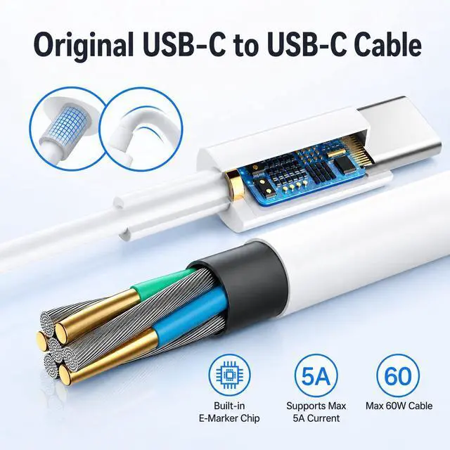 Alt view image 5 of 7 - 140W Mac Book Pro Charger, Original Quality USB C Super Fast Charger Cable Compatible with MacBook Pro/Air 16 14 Inch, M1 M2 M3 M4/ipad Pro/Samsung Galaxy and All USB C Device
