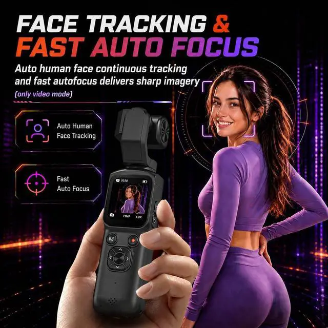 Alt view image 2 of 7 - 4K Vlogging Camera 330°Rotating Lens Digital Pocket Cameras for YouTube | Face Tracking Vlog Camera, Fast Autofocus 75MP Portable Video Camera with WiFi Webcam 1.72Touch Screen for TikTok